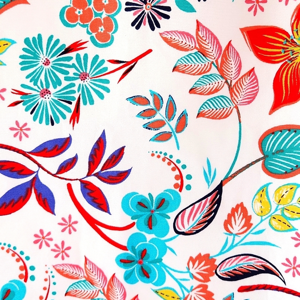 Talbots A-line Canvas Skirt Climbing Floral Sz 14  Lined zip side white blue